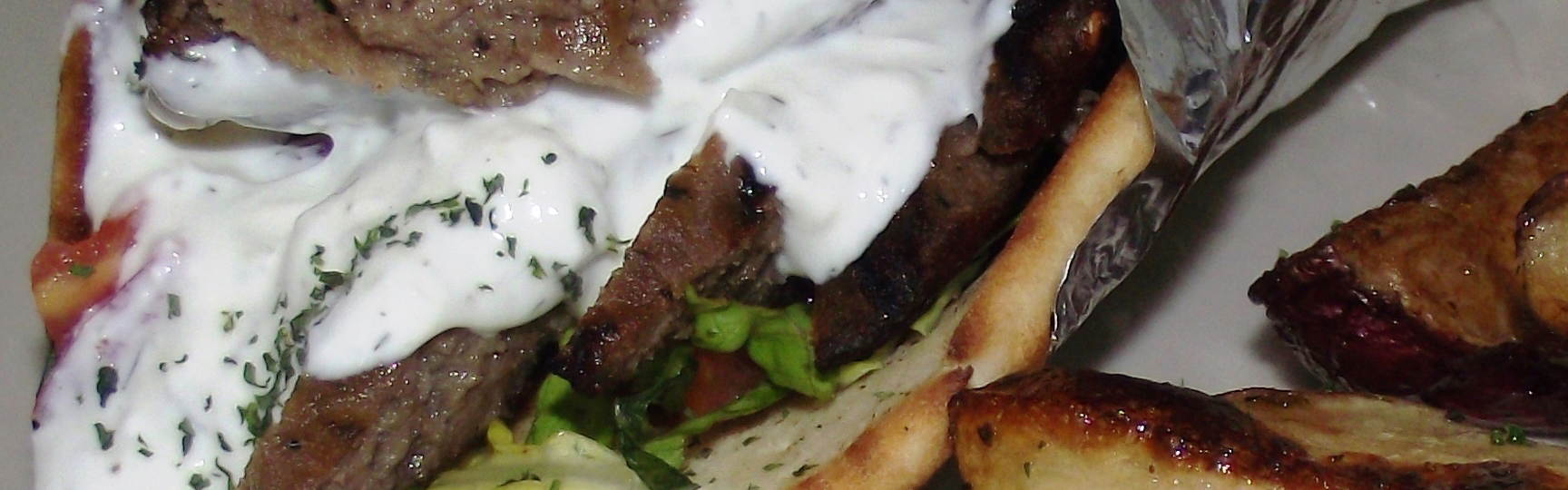 Close up of a Gyro Sandwich at Jake and Telly's